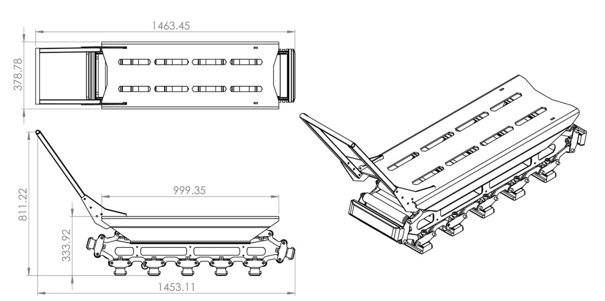 Technical fabrication drawing with dimensions
